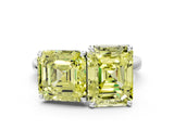 White gold Fancy Yellow Asscher  and Emerald Cut Toi Moi Ring with Prong Setting_64