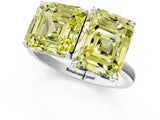 White gold Fancy Yellow Asscher  and Emerald Cut Toi Moi Ring with Prong Setting_66