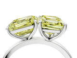 White gold Fancy Yellow Asscher  and Emerald Cut Toi Moi Ring with Prong Setting_68