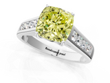 White gold Fancy Yellow Cushion  Brilliant Channel-Set Solitaire Ring with Four-Prong Setting_38