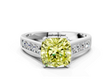 White gold Fancy Yellow Cushion  Brilliant Channel-Set Solitaire Ring with Four-Prong Setting_38