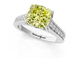 White gold Fancy Yellow Cushion  Brilliant Cut Diamond Engagement Ring with Pavé Band and Four-Prong Setting_50