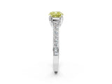 White gold Fancy Yellow Cushion  Brilliant Cut Diamond Engagement Ring with Pavé Band and Four-Prong Setting_52