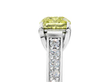 White gold Fancy Yellow Cushion  Brilliant Cut Diamond Engagement Ring with Pavé Band and Four-Prong Setting_54
