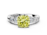 White gold Fancy Yellow Cushion  Brilliant Cut Diamond Five-Stone Prong Set Engagement Ring with Channel Band_3
