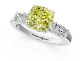 White gold Fancy Yellow Cushion  Brilliant Cut Diamond Five-Stone Prong Set Engagement Ring with Channel Band_4