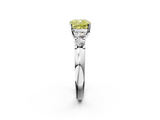 White gold Fancy Yellow Cushion  Brilliant Cut Diamond Five-Stone Prong Set Engagement Ring with Channel Band_5