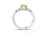 White gold Fancy Yellow Cushion  Brilliant Cut Diamond Five-Stone Prong Set Engagement Ring with Channel Band_6
