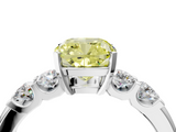 White gold Fancy Yellow Cushion  Brilliant Cut Diamond Five-Stone Prong Set Engagement Ring with Channel Band_7