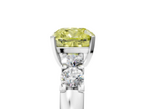 White gold Fancy Yellow Cushion  Brilliant Cut Diamond Five-Stone Prong Set Engagement Ring with Channel Band_8