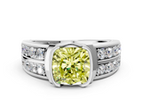 White gold Fancy Yellow Cushion  Brilliant Diamond Channel Set Wide Band Ring with Bezel Setting_55