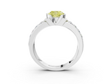 White gold Fancy Yellow Cushion  Brilliant Diamond Channel Set Wide Band Ring with Bezel Setting_63
