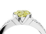 White gold Fancy Yellow Cushion  Brilliant Diamond Channel Set Wide Band Ring with Bezel Setting_64