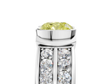 White gold Fancy Yellow Cushion  Brilliant Diamond Channel Set Wide Band Ring with Bezel Setting_65