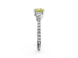White gold Fancy Yellow Cushion  Brilliant Diamond Solitaire with Pavé Band and Four-Prong Setting 2