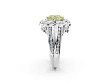 White gold Fancy Yellow Cushion  Brilliant Flower Halo Diamond Split Shank Ring_71