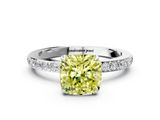 White gold Fancy Yellow Cushion  Brilliant Pavé Band Solitaire with Four-Prong Setting_70