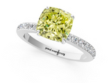 White gold Fancy Yellow Cushion  Brilliant Pavé Band Solitaire with Four-Prong Setting_71