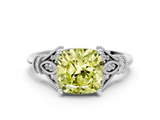 White gold Fancy Yellow Cushion  Brilliant Solitaire with Pave Band and Four-Prong Setting_20