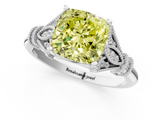 White gold Fancy Yellow Cushion  Brilliant Solitaire with Pave Band and Four-Prong Setting_21