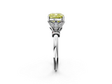 White gold Fancy Yellow Cushion  Brilliant Solitaire with Pave Band and Four-Prong Setting_22