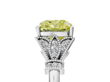 White gold Fancy Yellow Cushion  Brilliant Solitaire with Pave Band and Four-Prong Setting_25
