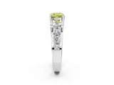 White gold Fancy Yellow Cushion  Brilliant Solitaire with Side Stones on a Pave Band and Four-Prong Setting_26