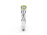White gold Fancy Yellow Cushion  Brilliant Solitaire with Side Stones on a Pave Band and Four-Prong Setting_63