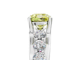 White gold Fancy Yellow Cushion  Brilliant Solitaire with Side Stones on a Pave Band and Four-Prong Setting_66