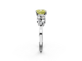 White gold Fancy Yellow Cushion  Cluster Diamond Engagement Ring with Pavé Band and Four-Prong Setting_34