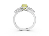White gold Fancy Yellow Cushion  Cluster Diamond Engagement Ring with Pavé Band and Four-Prong Setting_35