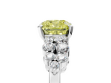 White gold Fancy Yellow Cushion  Cluster Diamond Engagement Ring with Pavé Band and Four-Prong Setting_37