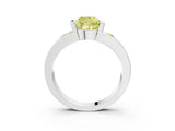 White gold Fancy Yellow Cushion Cut Brilliant Channel-Set Diamond Ring with Bezel Prong Setting_3