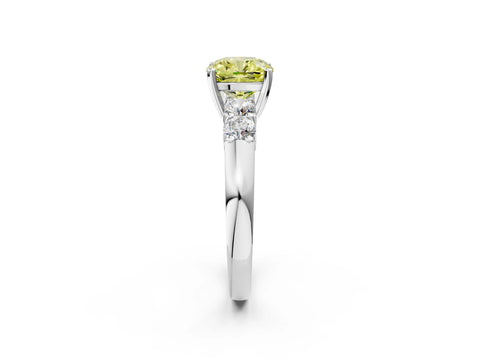 White gold Fancy Yellow Cushion Cut Brilliant Diamond Five-Stone Engagement Ring with Prong Setting on a Classic Band_5