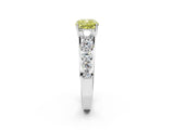 White gold Fancy Yellow Cushion Cut Brilliant Diamond Pavé Band with Six-Prong Setting_14