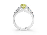 White gold Fancy Yellow Cushion Cut Brilliant Diamond Pavé Band with Six-Prong Setting_15