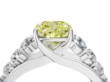White gold Fancy Yellow Cushion Cut Brilliant Diamond Pavé Band with Six-Prong Setting_16
