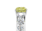 White gold Fancy Yellow Cushion Cut Brilliant Diamond Pavé Band with Six-Prong Setting_17