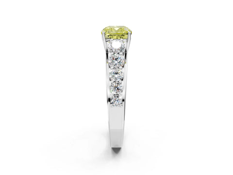 White gold Fancy Yellow Cushion Cut Brilliant Diamond Pavé Band with Six-Prong Setting_2