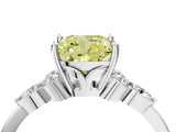 White gold Fancy Yellow Cushion Cut Brilliant Diamond Solitaire Ring with Pear Side Stones and Four-Prong Setting_10