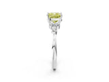White gold Fancy Yellow Cushion Cut Brilliant Diamond Solitaire Ring with Pear Side Stones and Four-Prong Setting_8
