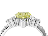 White gold Fancy Yellow Cushion Cut Brilliant Diamond with Cluster Setting on a Beaded Band and Four-Prong Setting_28