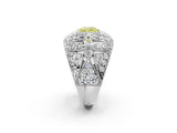 White gold Fancy Yellow Cushion Cut Brilliant Halo Pave Diamond Milgrain Ring_2