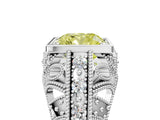 White gold Fancy Yellow Cushion Cut Brilliant Milgrain Filigree Diamond Ring with Square Prong Setting_5