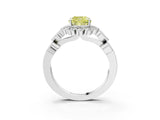 White gold Fancy Yellow Cushion Cut Brilliant Milgrain Pave Heart Band Solitaire Ring_15