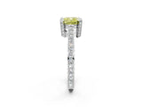 White gold Fancy Yellow Cushion Cut Brilliant Split Shank Pave Solitaire Ring with Four-Prong Setting_2