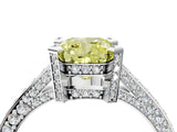 White gold Fancy Yellow Cushion Cut Brilliant Split Shank Pave Solitaire Ring with Four-Prong Setting_4