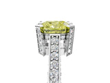 White gold Fancy Yellow Cushion Cut Brilliant Split Shank Pave Solitaire Ring with Four-Prong Setting_5