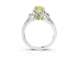 White gold Fancy Yellow Cushion Cut Brilliant Three-Stone Diamond Ring with Pavé Band and Four-Prong Setting_18