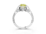 White gold Fancy Yellow Cushion  Cut Cathedral Pave Diamond Engagement Ring with Six-Prong Setting_33